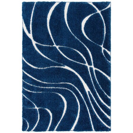 Safavieh 3 ft. 3 in. x 5 ft. 3 in. Shag Rectangle Area Rug; Navy & Ivory SG471-6512-3